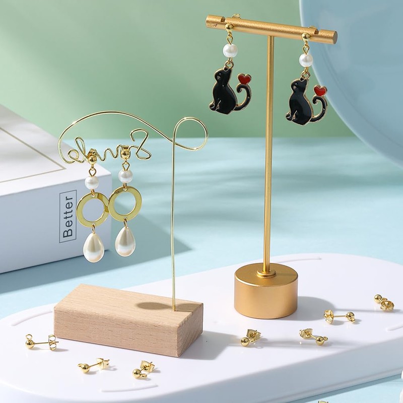 SUNNYCLUE 1 Box 80 Pieces Genuine 18K Gold-Plated Ball Stud