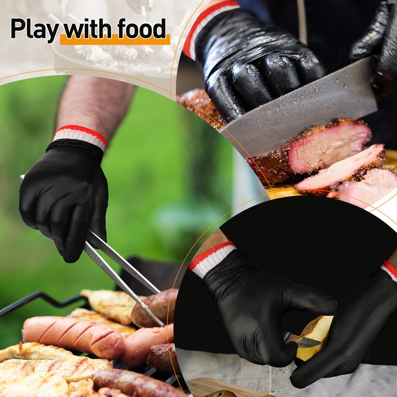 Janmercy 200 Pcs Disposable BBQ Nitrile Gloves with 4 Pairs