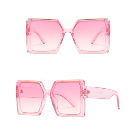 QUINTRA Catwalk for Women Men Popular Large Frame Polarized Sunglasses Retro Fashion Sunglasses Glasses Aviator Sunglasses, pink, One Size