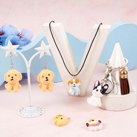 Craftdady 16pcs Cute Dog Pendants Opaque Resin Animal Dangle Charms Lovely Hang Ornament Pet Dog Necklace Pendants 20~30.5mm for DIY Craft Earring Bracelet Jewelry Making, No Gemstone