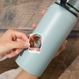 Lantern Press Sticker Montana, Big Sky Country, Bison, Vivid, Die Cut Vinyl, (Waterproof Decal for Cars, Water Bottles, Laptops, Coolers), Small