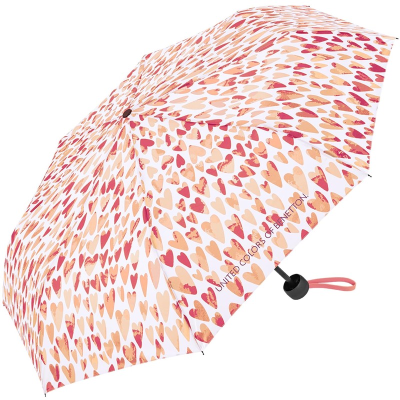 Benetton Pocket Umbrella Super Mini Dots, Hearts Pink, 95 cm