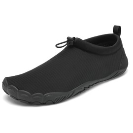 Mishansha Unisex Bathing Shoes Lightweight Breathable Non-Slip Barefoot Shoes with Thick Sole Size 3-11, Midnight Black
