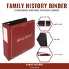 Performore Family History/Genealogy 3 inch Ring Binder, Burgundy, Stitched Padded