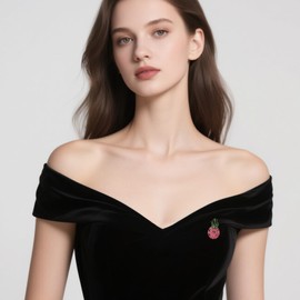 Teyolo Rhinestone Dragon Fruit Brooch for Women Pink Pitaya Brooch Fruit Lapel Pins Jewelry for Mom Wife Hat, Bag, Dress Accessories