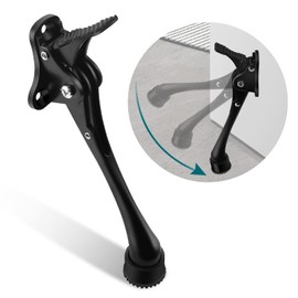 TOKPLNU Door Stoppers, 6Inch Long Kick Down Door Stop Black Heavy Duty Kickdown Door Stopper, Zinc Alloy, Kick Down Door Stay Holder with Rubber Tip & Spring for Patio Outdoor Gate