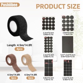 Chair Leg Protectors Non Slip Tap, 12Rolls Furniture Pads Tape and 73Pcs Chair Leg Pads, Anti-Slip Furniture Leg Protectors Non-Woven Chair Leg Floor Protectors for Chairs Furniture