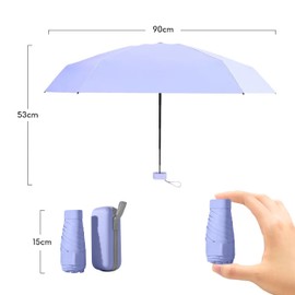 Megcdtr Compact Umbrella, 6 Ribs Mini Foldable Travel Umbrella with Case, Windproof UV Umbrella, Travel Mini Umbrella for Purse, Small Pocket Umbrella for Men Women (Purple), purple