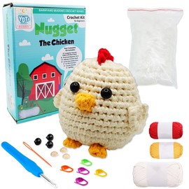 YDT Hobby's Nugget The Chicken Crochet Kit for Beginners | Complete Amigurumi Kit with Step-by-Step Video Tutorials | Easy DIY Craft Set with Yarn, Hooks, and Accessories | Great Gift for Adults & Kids