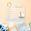 Baby Announcement Sign, Sailing Wooden Hello World Newborn Signs with