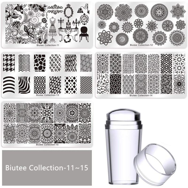 Biutee Nail Stamper Kit 15pcs Stamping Schablone+1pcs Nagel Stempel+2pcs Schaber+1pcs