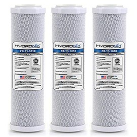 Hydronix HX-CB-25-1010/3 Reverse Osmosis & Drinking Filter Nsf Coconut Carbon Block Water Filter 2.5 x 10, micron - 3 Pack, White