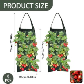 TRLREQ 2 Stück Erdbeerpflanzensäcke mit 8 Löchern, Haltbare Atmungsaktive Tasche Pflanzsäcke mit Griffen für Pflanzen/Kräuter/Blumen