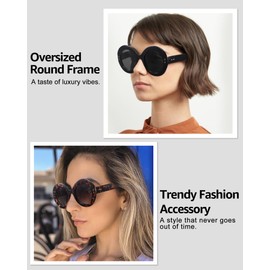 SODQW Trendy Oversized Round Sunglasses for Women - Large Big Style Fashion Shades with UV Protection