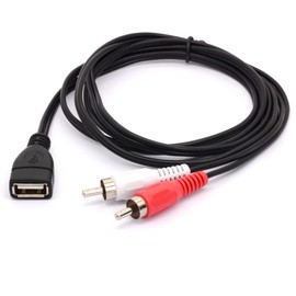 PIIHUSW USB to RCA Cable, USB A 2.0 Female to 2 RCA Male Jack Y Splitter Audio Video AV Composite Adapter Cable (1.5 Meter)