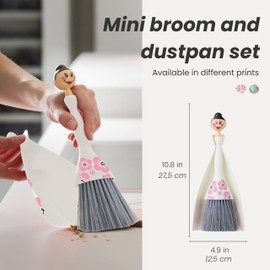 Vigar Mini Broom and Dustpan Set, Small Broom and Dustpan Set for Dust, Pet Hair, Car, and Crumb, Perfect for Home and Camping Essentials, White