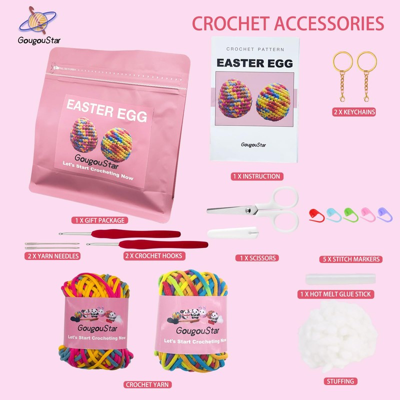 GougouStar Crochet Kit for Beginners - Amigurumi Two Eggs Crochet