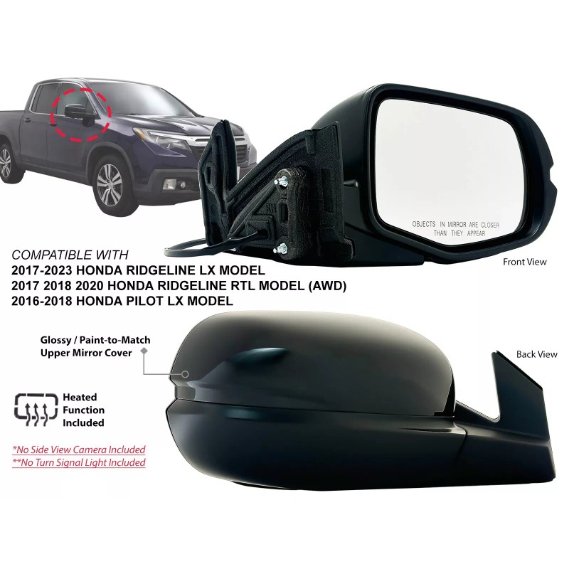 KAP Heated Side Mirror for Honda 2016-2018 Pilot 2017-2023 Ridgeline
