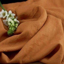 Simple&Opulence 100% Linen Fabric, Solid Colour Linen Material for Dressmaking, Bag, Home Decor, Tablecloths, Curtain - 140cm Wide(Rust,0.5mx1.4m)