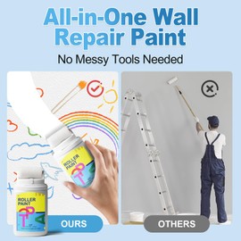 White Wall Paint with Built-in Roller – Portable Touch-Up Paint for Stains, Scratches & Yellowing, Low Odor, Ready-to-Use, 3.5 fl oz