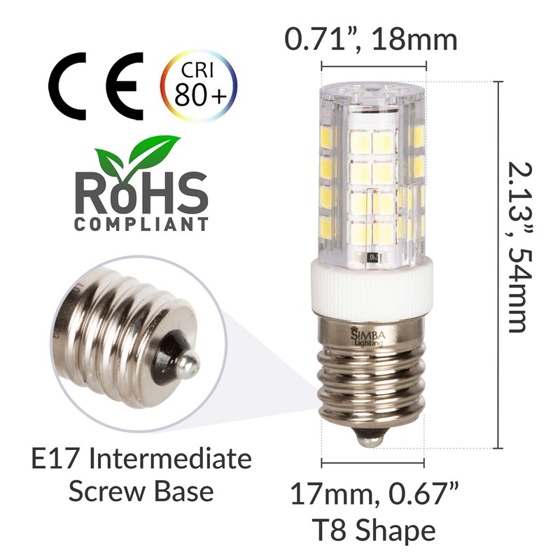 Simba Lighting LED E17 Microwave Appliance Light Bulb (2 Pack)