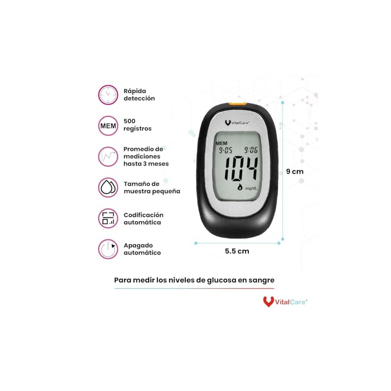Vital Care Glucómetro 310 Kit Completo | 50 Tiras +