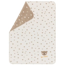 David Fussenegger Mila Baby Blanket with Stick 'Be Happy' 75 x 100 cm Raw White