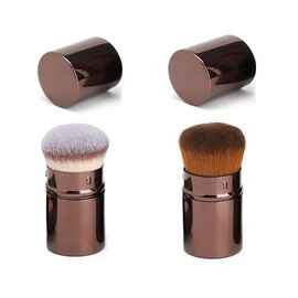 2Pcs Retractable Kabuki Makeup Brushes, Retractable Cosmetics Power Brush, Retractable Travel Kabuki Powder Makeup Brush for Women or Girls