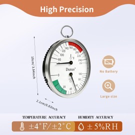 Dunuo 4 inch Sauna Thermometer Fahrenheit and Hygrometer, Mounted for Portable Steam Sauna Box, Ideal for Infrared/Indoor/Home Use, Essential Accessory and Gift for Enthusiasts (ST004PL)