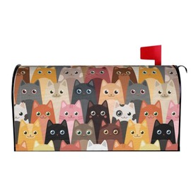 Colorful Funny Cats Kitten Animals Magnetic Mailbox Covers, Mail Wraps Garden Yard Home Decor for Outdoor Standard Size 21" Lx 18" W