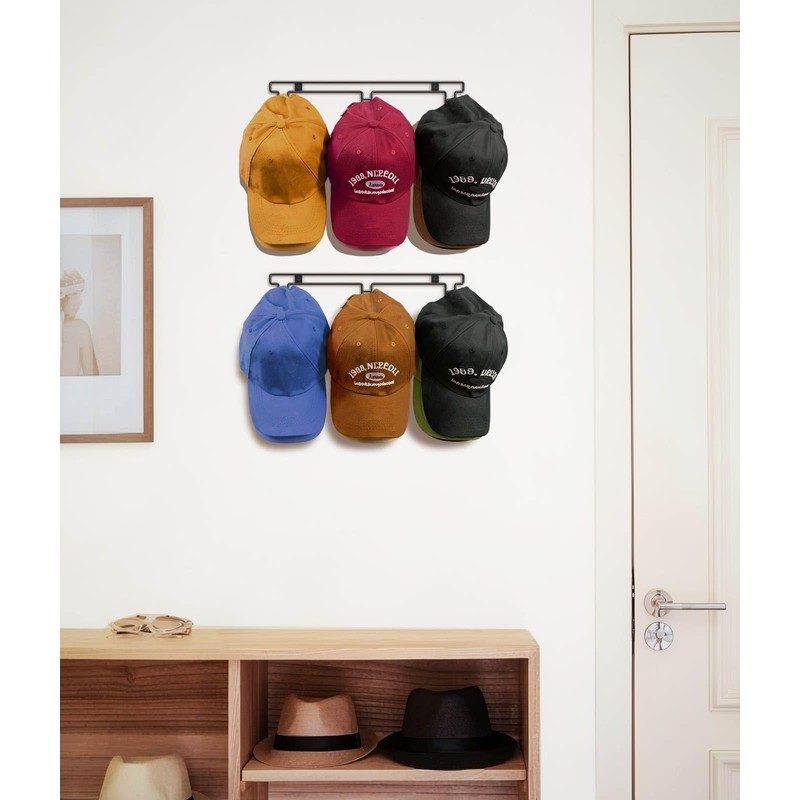PANGTON Hat Rack for Wall, [2-Pack] Metal Hat Organizer for