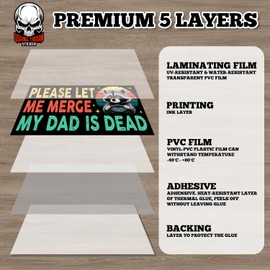 Please Let Me Merge My Dad is Dead | Bumper Sticker or Car Magnet | Vintage Raccoon Sticker for Cars [7.5x3.75]