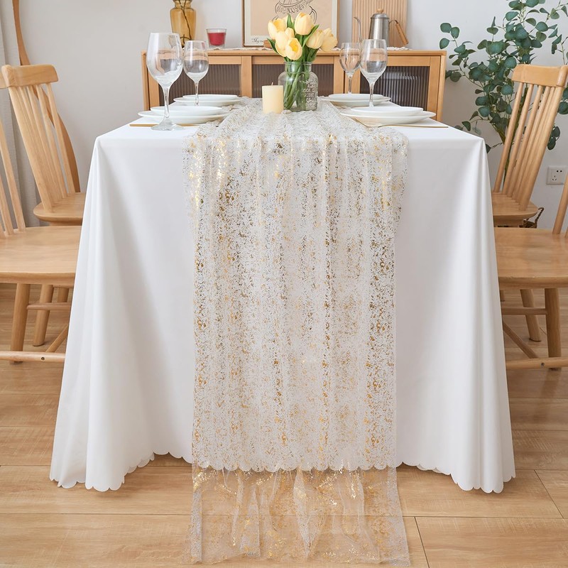 CHUQING Table Runner Gold Table Runner Golden Wedding Table Decoration