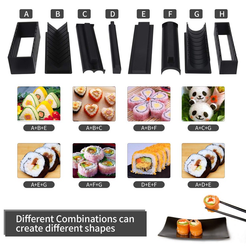 MLRYH Sushi Making Kit Sushi Maker 12 Pcs Plastic Premium