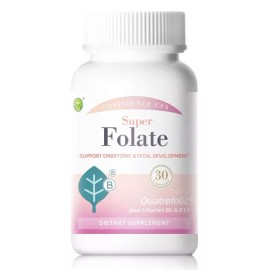 Confidence USA Super Folate 400mcg With Quatrefolic Plus Vitamin B6 & B12 (30 Capsules)