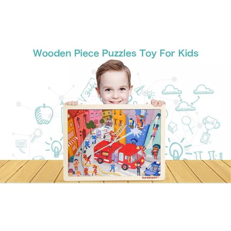 Top Bright Rompecabezas De Madera Para Niños, Bomberos 24 Piezas