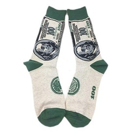 Aesthetinc Money 100 Dollar Bill Cash Fun Cartoon Gift Novelty Cotton Crew Socks L 1 Pair (100 Dollar Bill)