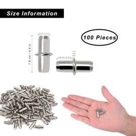 Shelf Bracket Pegs, 100 Pieces of Metal Shelf Pins, Diameter 5 MM, Shelf Bracket Pegs, Support Divided Pin Shelf Rest for Cabinet Furniture Closet