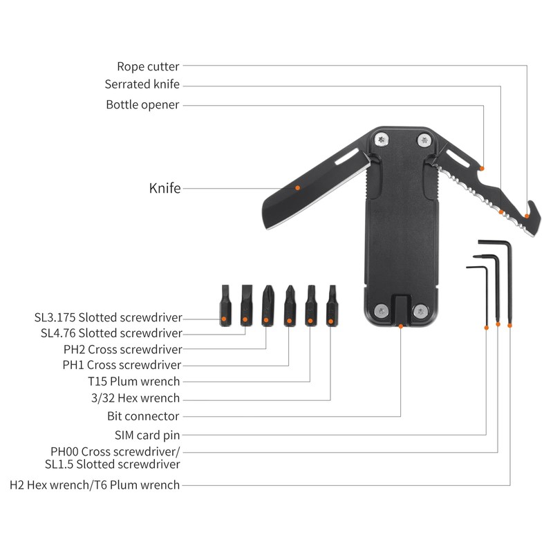 HONZIN Multitools 6 in 1 Folding Multitool, Pocket Size EDC