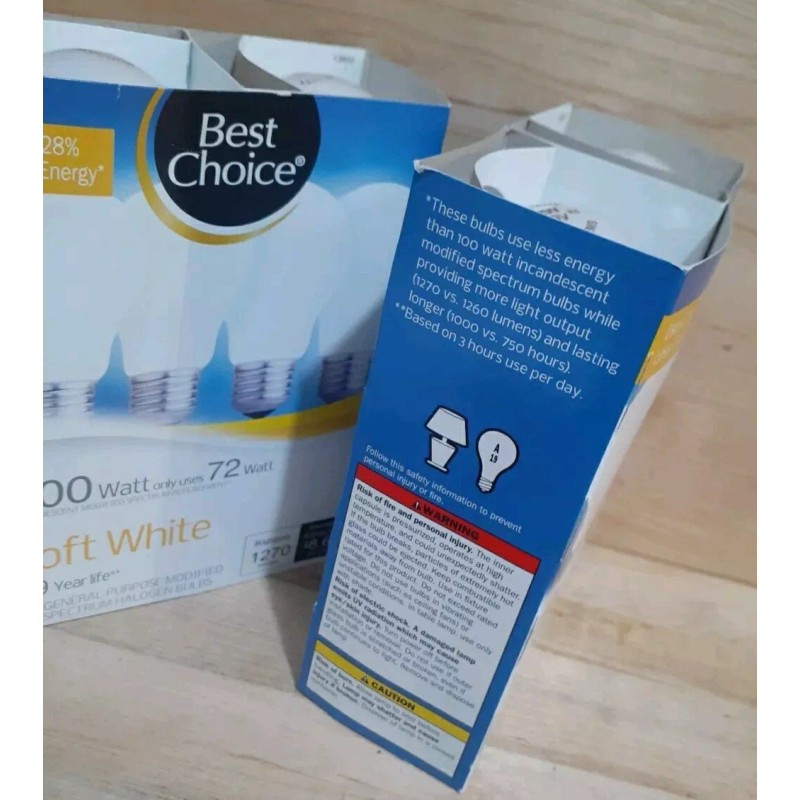 GE 2[4Ct]= 8BULBS: BEST CHOICE 100WATT/72 Soft White Light Bulbs