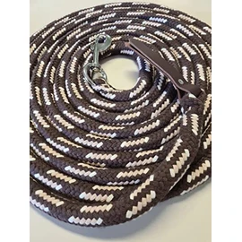 Ground Rope 4 Metres Brown Beige Natural Cotton with Carabiner and Leather Swatter