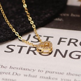 Bopiu Heart Necklace for Women,925 Sterling Silver Heart Pendant Necklaces Gold Open Love Heart Necklace for Women (Gold)