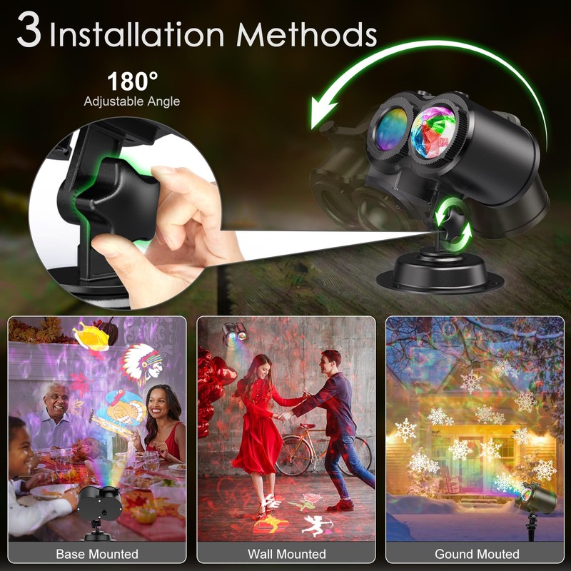 YAZEKY LED Projector Christmas Outdoor 2-in-1 LED Projection Lamp Christmas