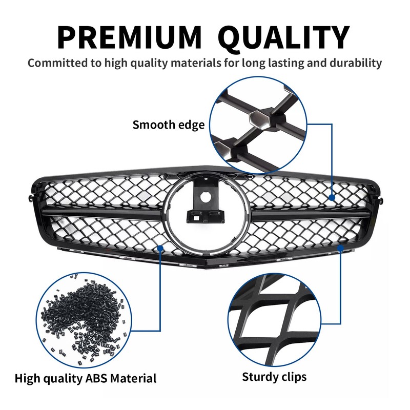 BDBO Front Grill Grille for 2008-2014 Mercedes W204 C-Class C250