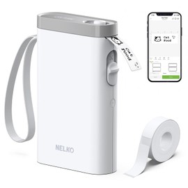 Nelko Nelko Etikettendrucker, Bluetooth P21 Selbstklebendes Etikettiergerät Tragbarer beschriftungsgerät selbstklebend Labeldrucker, Kabelloser, Mini Label Printer mit iOS Android,Für Zuhause, Weiß