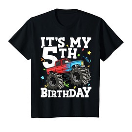 Kids Monster Truck It's My 5th Birthday Boy 5 Five Toddler T-Shirt