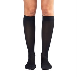 Dr. Comfort Microfiber Medical Knee-High Closed-Toe Unisex 20-30 mmHg Compression Stocking-Black-L