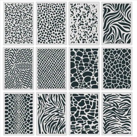 Paquete de 12 plantillas de pintura con estampado de animales, plantillas de dibujo con estampado de leopardo reutilizables para amantes del bricolaje, niños, mujeres, hombres, estudiantes, plantillas