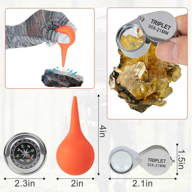 LASUK 40PCS Geology Rock Pick Hammer Kit, Gold Mining &