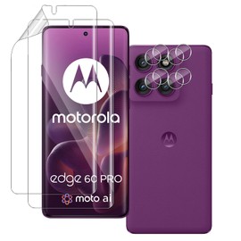QULLOO Hydrogel Screen Protector for Motorola Moto Edge 60 Pro, Soft TPU Screen Protector, Anti-Fingerprint Screen Protector, Pack of 2 and 2